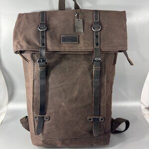 Troop London Heritage Canvas 15 Inch Laptop Backpack, Brown